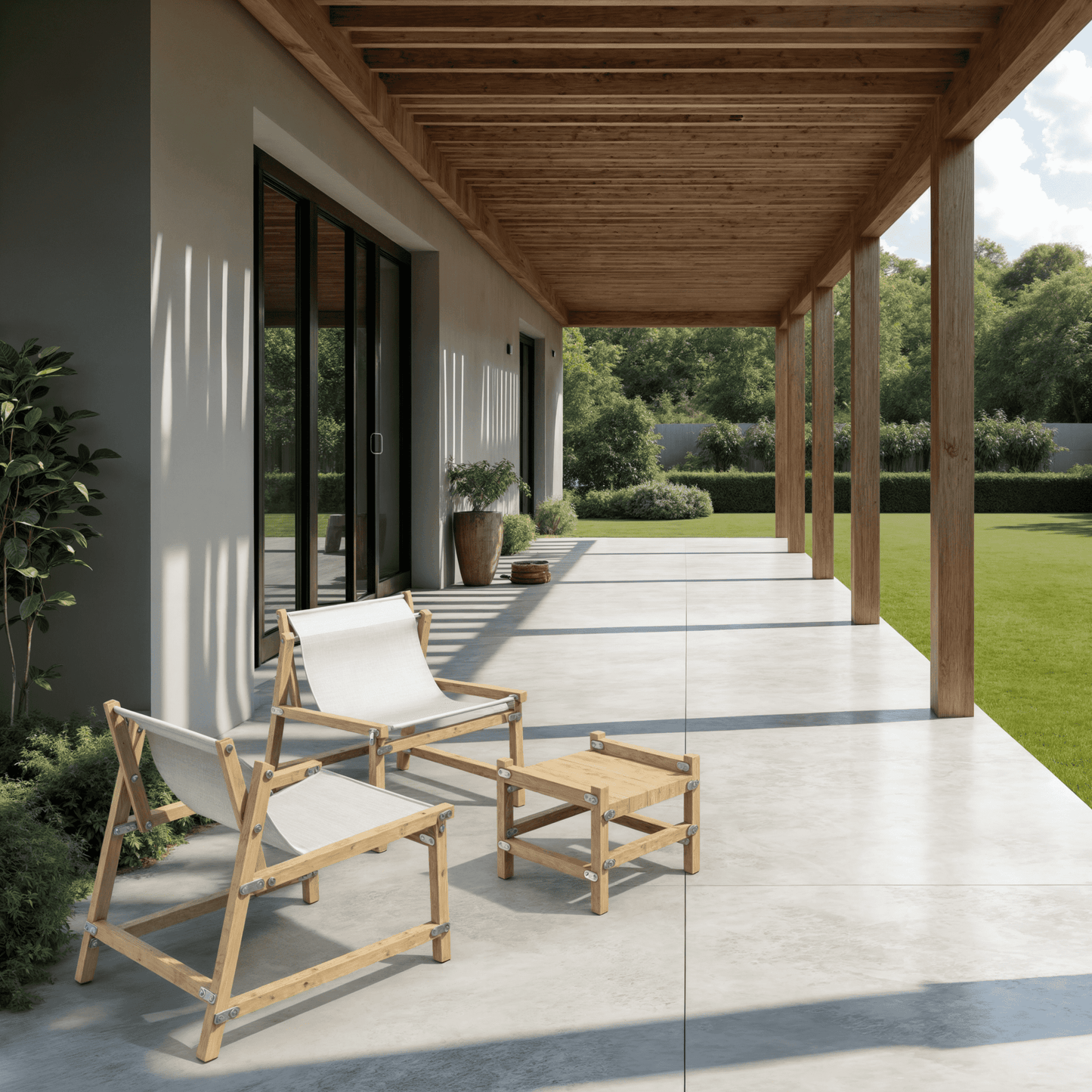 silla madera natural exterior